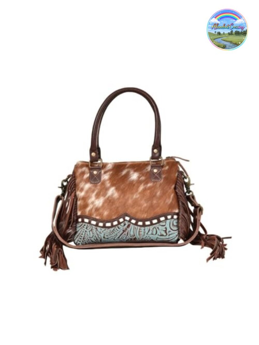 Genuine Leather Fringe Satchel Shoulder Bag